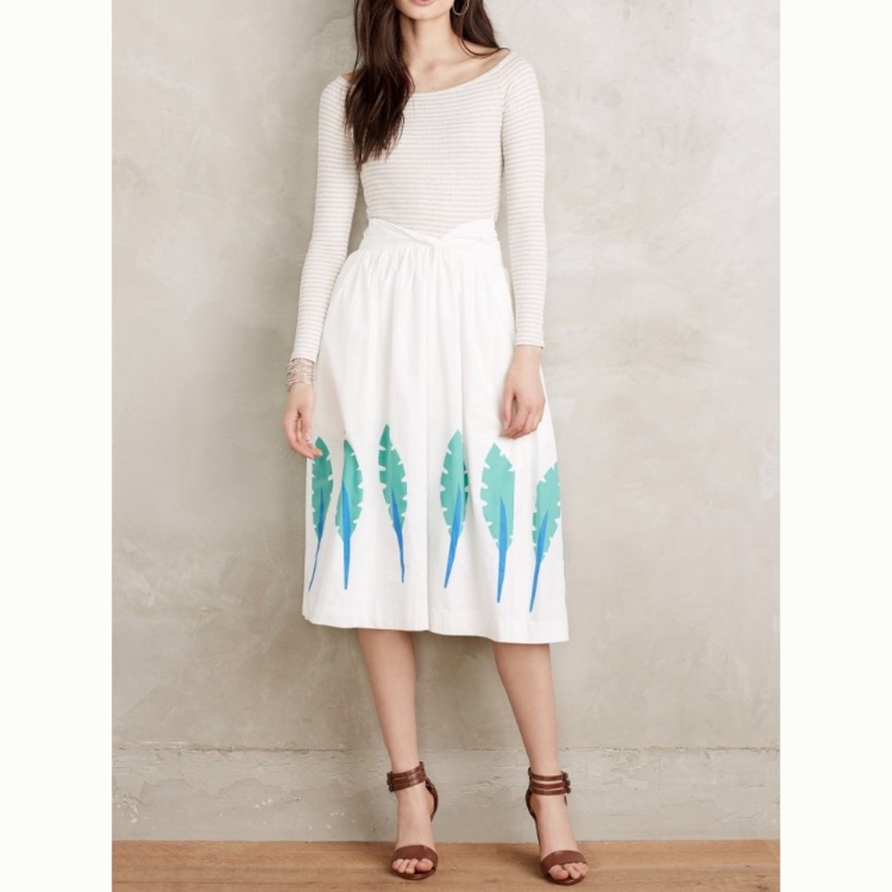 Anthropologie High Waist Royal Palm Skirt